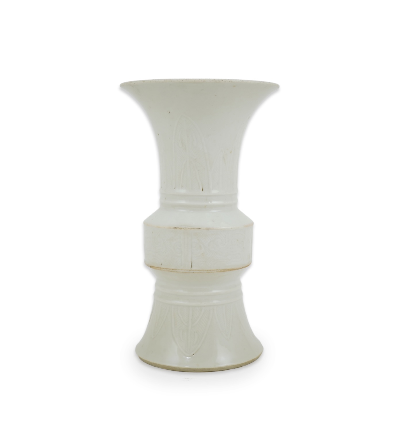 A Chinese white glazed 'gu' vase, 19th century
